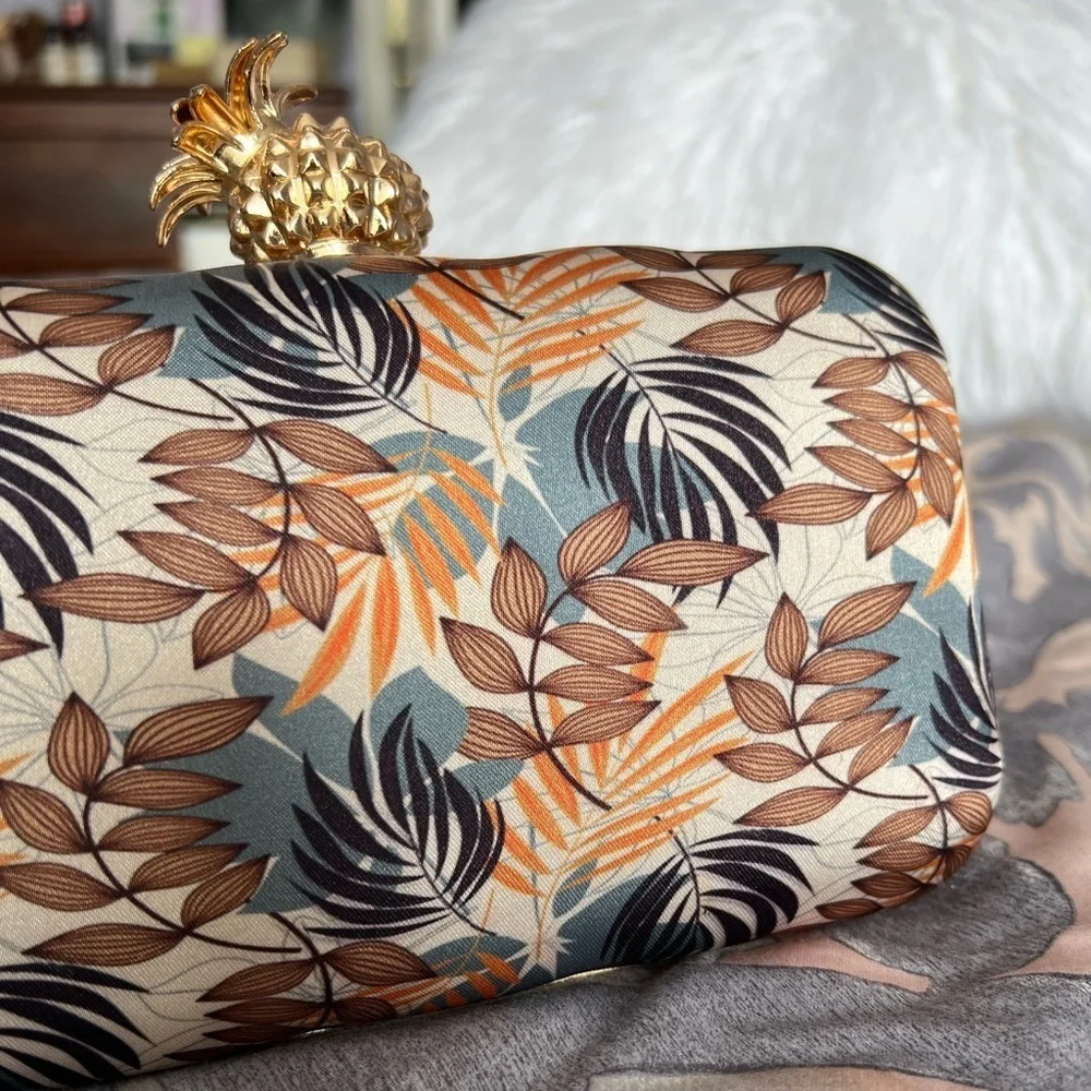 Vintage Pineapple Clutch w/ Gold Chain